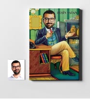BK Gift Kişiye Özel Peşin Satan Karikatür Kanvas Tablo 50x70cm