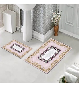 Banyo Halısı Ikili Klozet Takımı Kaymaz Tabanlı (60 xm x 100 cm + 40 cm x 60 cm) 