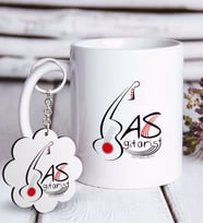 BK Gift Kişiye Özel Mesleki Bas Gitarist Beyaz Kupa ve Anahtarlık Hediye Seti-1 (Model 1)