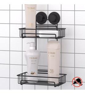 TEKNOTEL DELME VİDA MATKAP YOK! VAKUMLU İKİ KATLI BANYO RAFI MAT SİYAH DM242
