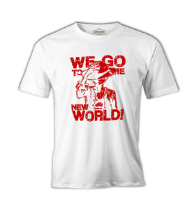 One Piece - We Go to the New World Beyaz Erkek Tshirt