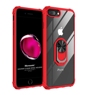 Microsonic Apple iPhone 7 Plus Kılıf Grande Clear Ring Holder Kırmızı