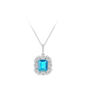 Sirius Pırlanta ve Oktagon Kesim Mavi Topaz Kolye 0723P0022