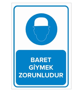MIGNATIS - Baret Giymek Zorunludur Levhası - Sac Malzeme 50x70cm