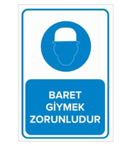 MIGNATIS - Baret Giymek Zorunludur Levhası - Sac Malzeme 50x70cm