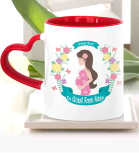 BK Gift Kişiye Özel Anneler Günü Temalı Kırmızı Kalpli  Kupa Bardak Kk7