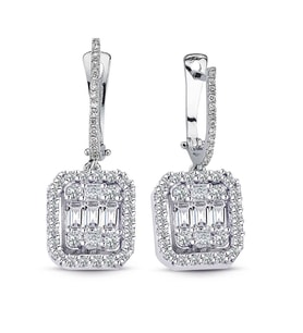 Modern Tasarım 0.87 Ct Baget Kare Tektaş Küpe