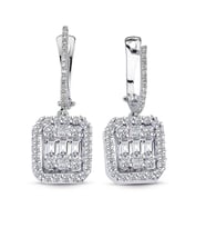Modern Tasarım 0.87 Ct Baget Kare Tektaş Küpe