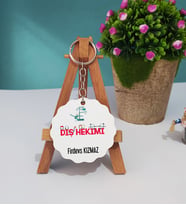Diş Hekimleri Günü Hediyesi Kişiye Özel Diş Hekimi Ahşap Anahtarlık