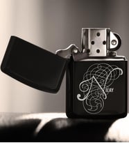 BK Gift Kişiye Özel Harfli Benzinli Siyah Metal Çakmak Model 3