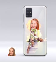 BK Gift Kişiye Özel Bayan Karikatürlü Samsung Galaxy A51 İnce Şeffaf Silikon Telefon Kapağı-17 (Beyaz)