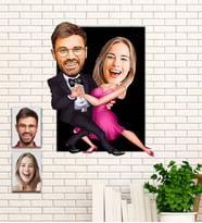 Kişiye Özel Çift Temalı Karikatür Ahşap Tablo