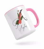 BK Gift Kişiye Özel Harf ve İsim Tasarımlı Pembe Kupa Bardak-5
