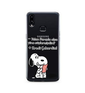 Snoopy Tasarımlı Süper Şeffaf Silikon Telefon Kılıfı Samsung A10s