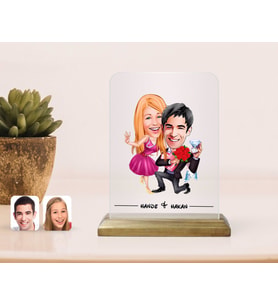 BK Gift Kişiye Özel Sevgililer Karikatürlü Çerçeve-9 (Beyaz)