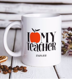BK Gift Kişiye Özel Öğretmenimi Seviyorum Beyaz Kupa Bardak-3