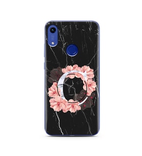 Mermer Çiçekli Harf Tasarım Süper Şeffaf Silikon Telefon Kılıfı Huawei Honor 8A 