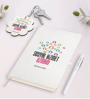 BK Gift Kişiye Özel Sosyal Hizmet Uzmanı Beyaz Defter Kalem ve Anahtarlık Hediye Seti (Model 1)