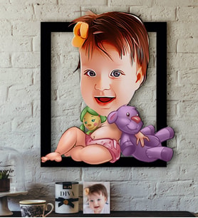 BK Gift Kişiye Özel Bebek Karikatürlü 3D Ahşap Tablo-2