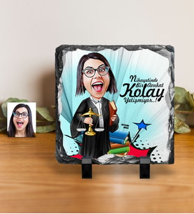 BK Gift Kişiye Özel Bayan Avukat Karikatürlü Dekoratif Doğal Taş  2