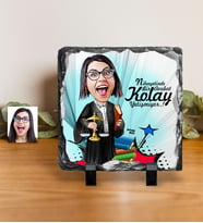 BK Gift Kişiye Özel Bayan Avukat Karikatürlü Dekoratif Doğal Taş  2