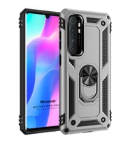 Microsonic Xiaomi Mi Note 10 Lite Kılıf Military Ring Holder Gümüş