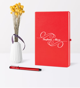 BK Gift Kişiye Özel İsimli Kırmızı Defter Kalem Seti - 3