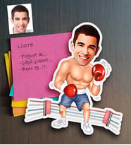 BK Gift Kişiye Özel Bay Boksör Karikatürlü Ahşap Magnet (Çok Renkli)