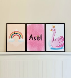 Kişiye Özel Çocuk Odası Duvar Panosu 3'lü Set