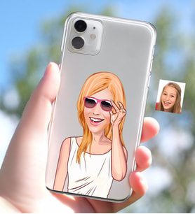 BK Gift Kişiye Özel Bayan Karikatürlü iPhone 11 İnce Şeffaf Silikon Telefon Kapağı-18 (Beyaz)
