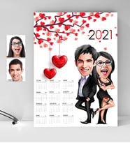 BK Gift Kişiye Özel Sevgililer Karikatürlü 2024 Duvar Takvimi - 6