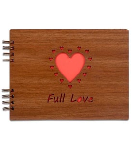 Kendi Albümünü Kendin Yap Albümü Ahşap Kapaklı Full Love (Kahverengi)