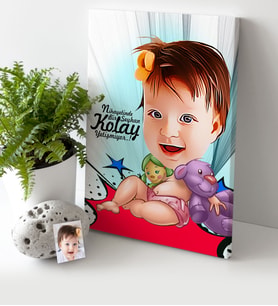 BK Gift Kişiye Özel Bebek Karikatür Kanvas Tablo 30x50cm 1