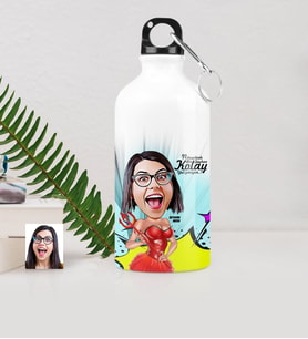 BK Gift Kişiye Özel Bayan Karikatürlü Metal Suluk 500 Ml 4