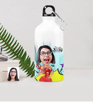 BK Gift Kişiye Özel Bayan Karikatürlü Metal Suluk 500 Ml 4