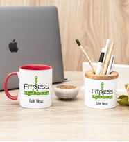Fitness Eğitmeni Kırmızı Kupa Bardak Ve Kalemlik Seti