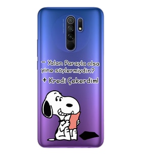 Snoopy Tasarımlı Süper Şeffaf Silikon Telefon Kılıfı Xiomai Redmi 9