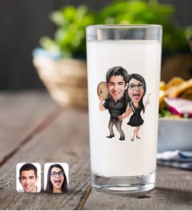 BK Gift Kişiye Özel Sevgililer Karikatürlü Rakı Bardağı-18 (Beyaz)