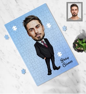 Kişiye Özel İş Adamı Karikatürlü A3 130 Parça Puzzle Bay-6