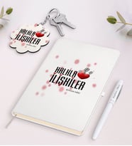 BK Gift Kişiye Özel Halkla İlişkiler Beyaz Defter Kalem Ve Anahtarlık Hediye Seti (Model 1)