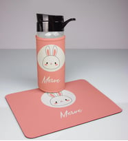 Kişiye Özel Tasarım Cam Matara Ve Mousepad Ofis Seti 94393 (Pembe)