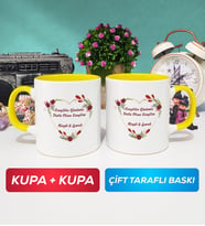 İkili Sevgiliye Sevgililer Günü Hediyesi 13 Kupa Bardak Sarı