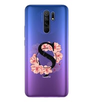 Pembe Çiçekli Harf Tasarım Süper Şeffaf Silikon Telefon Kılıfı Xiomai Redmi 9 Ş-