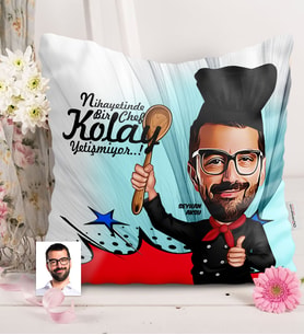 BK Gift Kişiye Özel Bay Chef Karikatürlü  Yastık  3