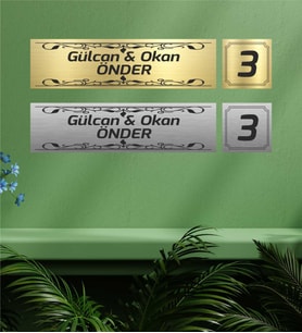 Kişiye Özel Metal Kapı İsimliği ve Kapı Numarası Model-3 (Gümüş)