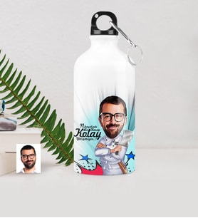 BK Gift Kişiye Özel Bay Kasap Karikatürlü Metal Suluk 500 Ml 1