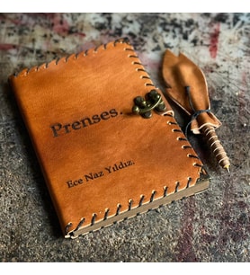 İsme Özel Prenses Deri Defter (Kahverengi)