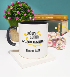 Doğum Günün Kutlu Olsun Tasarımlı Doğum Günü Hediyesi Kupa Bardak Siyah