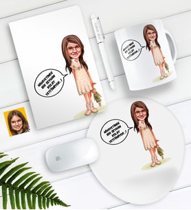 BK Gift Kişiye Özel Kolay Yetişmiyor Karikatürlü Defter Kalem Kupa Mouse Pad Seti-1 (Model 1)