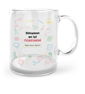 BK Gift Kişiye Özel Dünyanın En İyi Öğretmeni Cam Kupa Bardak  14